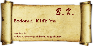 Bodonyi Klára névjegykártya