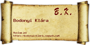 Bodonyi Klára névjegykártya